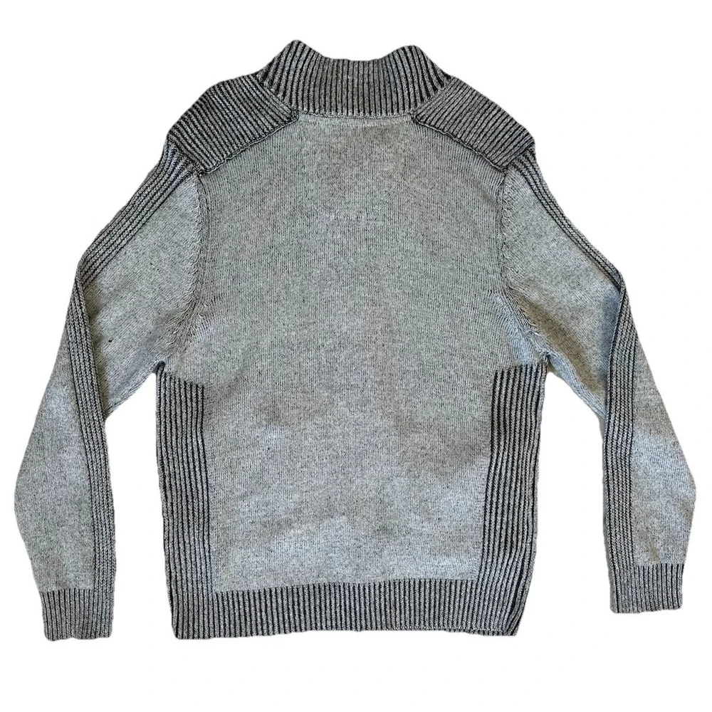 NWT Ethanol‎ Zip Up Ribbed Stretchy Sweater Men's Black & Gray Size XL